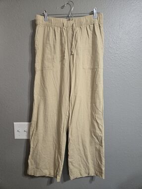 GAP Linen Blend Drawstring Pants in Light Beige